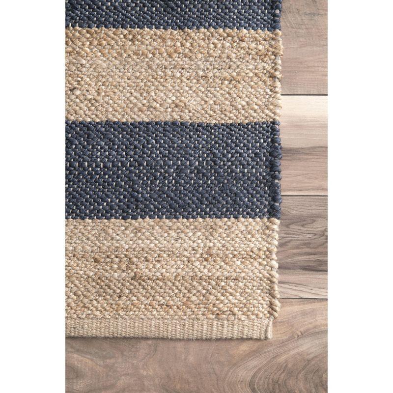 nuLOOM Alisia Flatweave Striped Jute Area Rug, Runner 2' 6" x 6', Denim