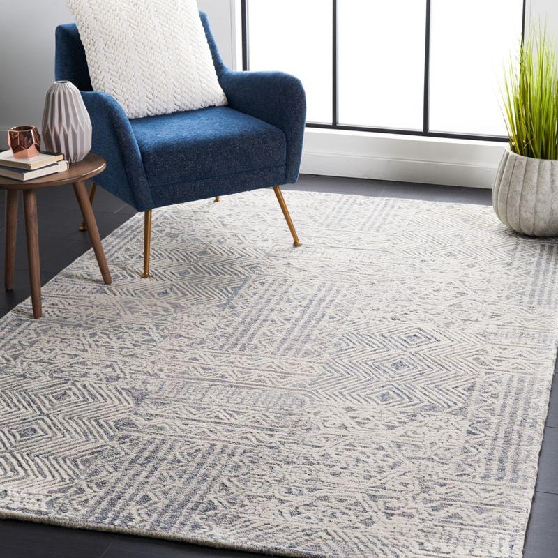 Hand-Tufted Abstract Gray Wool Square Area Rug