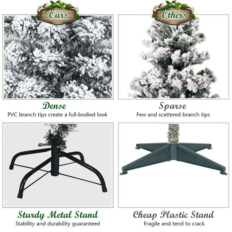 Costway 4.5Ft Pre-lit Snow Flocked Artificial Pencil Christmas Pine Tree with 150 LED Lights
