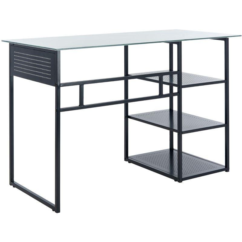 Transitional Black Metal and Glass 47" Home Office Desk