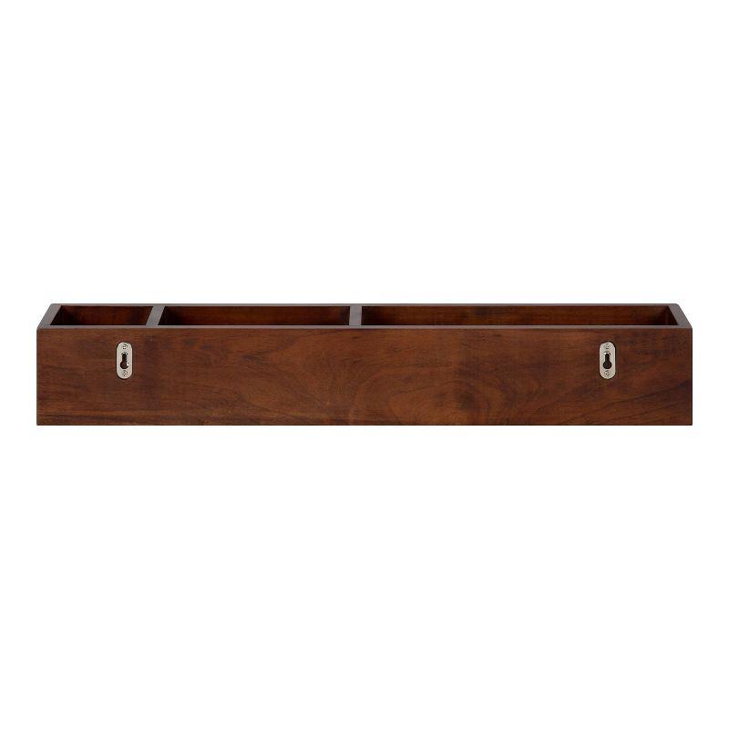 26" x 4" Hutton Wall Pocket Shelf Walnut Brown - Kate & Laurel All Things Decor: Wood Message Center, Corkboard, Office Organizer