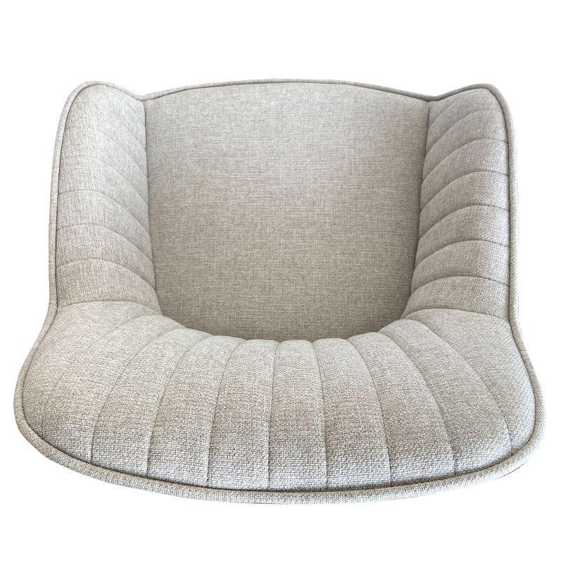 Set of 2 Modern Beige Fabric Dining Chair with Armrests, Upholstered Chair with Back and Black Metal Legs for Kitchen or Dining Room-Maison Boucle