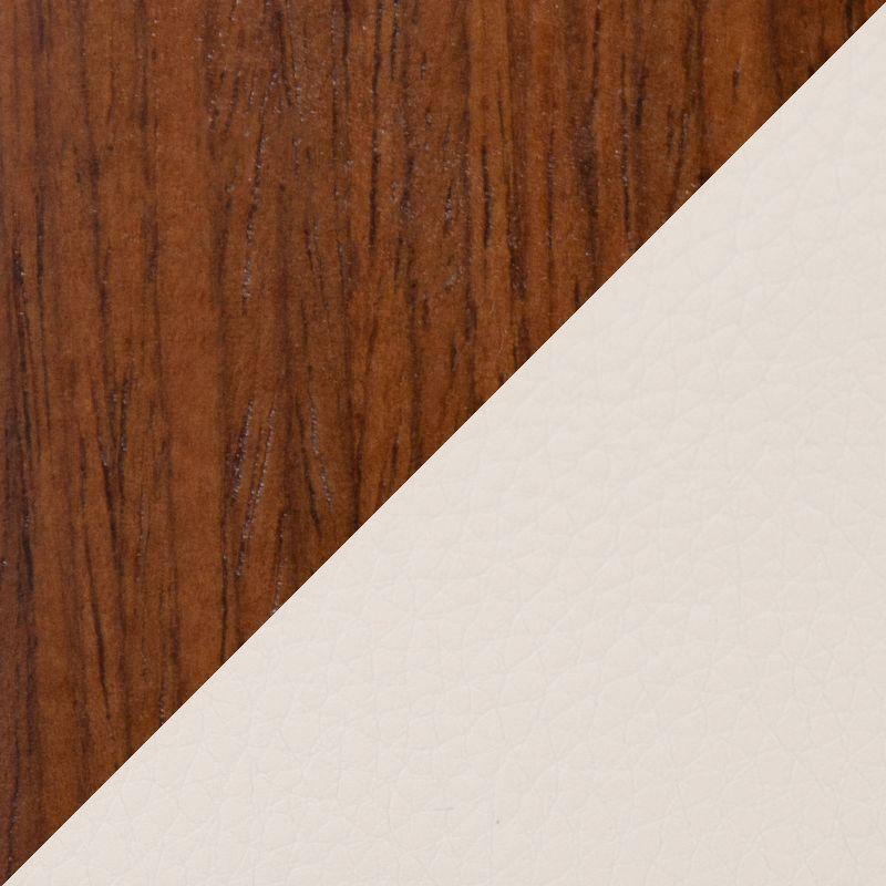 LumiSource Set of 2 Fabrico Dining Chairs Walnut/Cream : Mid-Century Modern, Upholstered, Wood Frame