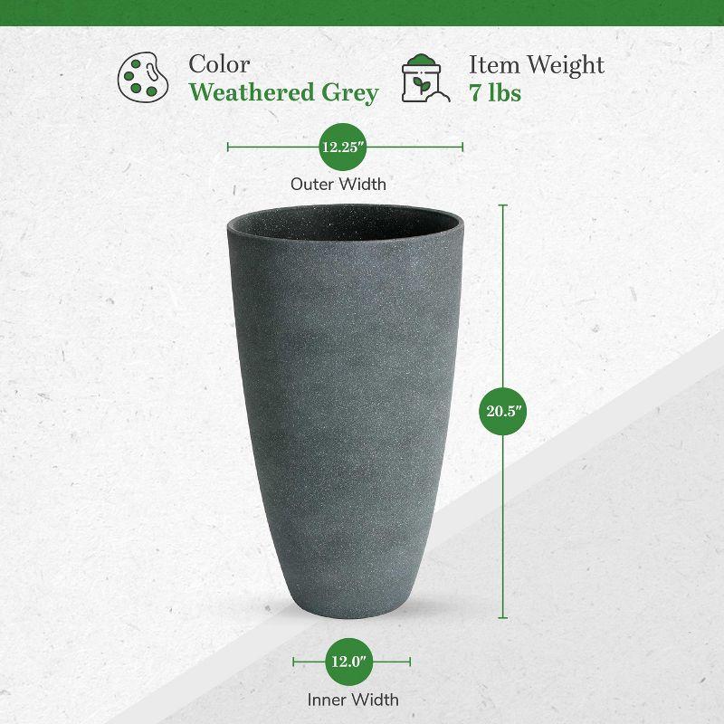 Gray Stucco Tall Composite Outdoor Planter Pot