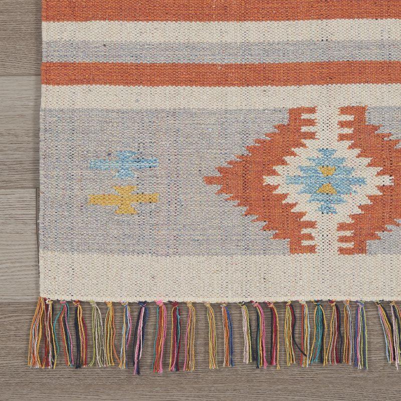 Ivory and Grey Southwestern Stripe Handwoven Cotton Runner Rug