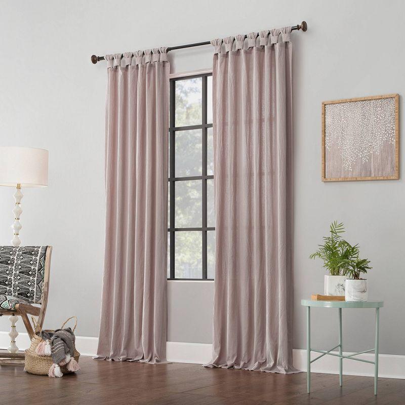 Rose Quartz Cotton Light-Filtering Tab Top Curtain Panel