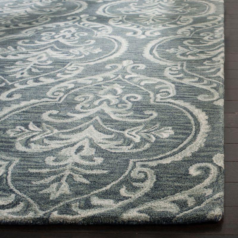 Handmade Tufted Floral Wool Area Rug, Blue Sage, 8' x 10'