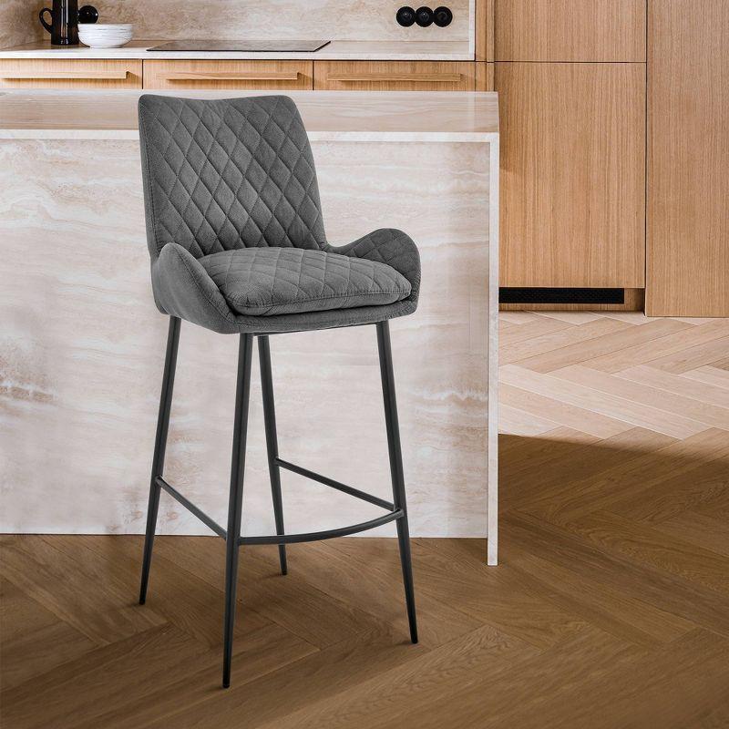 Adjustable Swivel Bar Stool in Charcoal and Black Metal, 30"