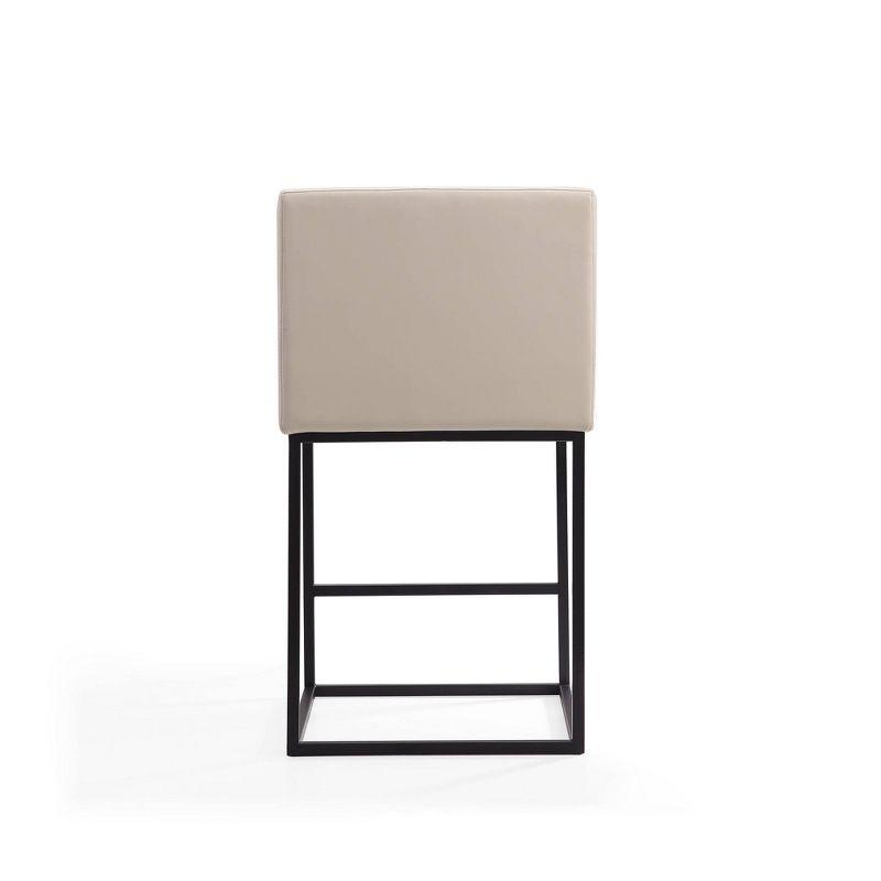 Manhattan Comfort Ambassador Metal Counter Height Barstool Cream: Upholstered, No Assembly, Faux Leather