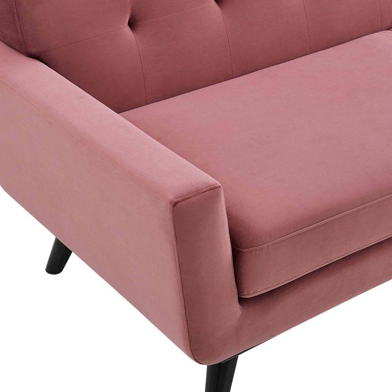 Dusty Rose Velvet Tufted Sofa with Removable Cushions, 91"