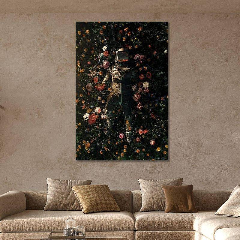 Astronaut in Floral Field Giclée Canvas Wall Art