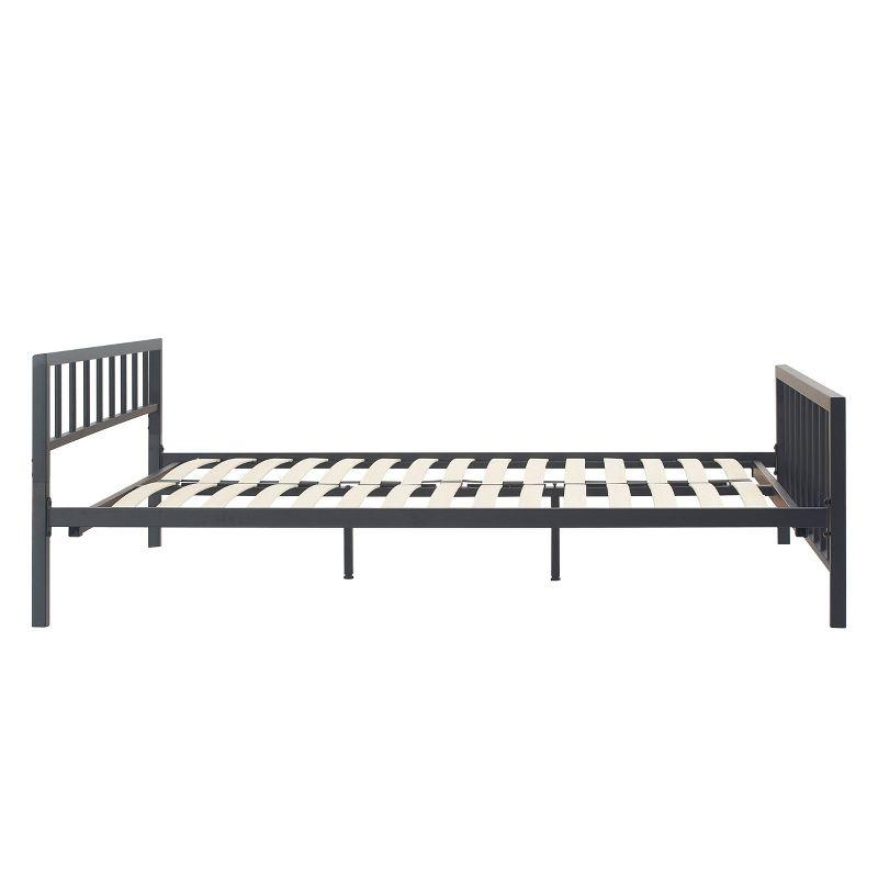 ClickDecor Evans Platform Bed Frame with Matte Black Metal Headboard