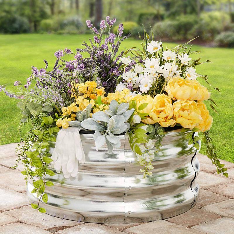 The Lakeside Collection Round Galvanized Raised Garden Bed Kit