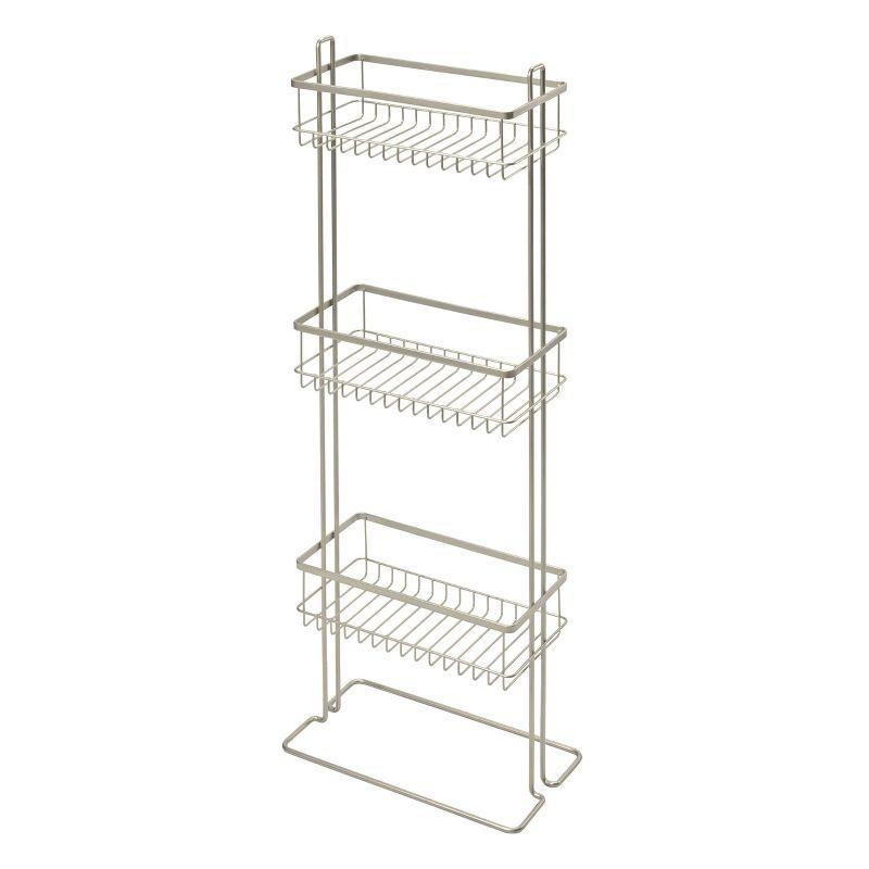 Satin Metal Freestanding 3-Tier Shower Shelf Organizer