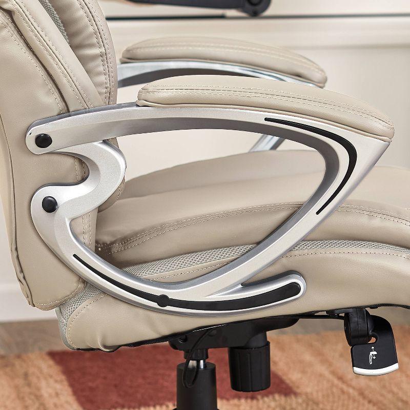 Works Executive Office Chair with Air Technology Comfortable Cream - Serta: Ergonomic Lumbar Support, Fixed Arms, Wood Frame