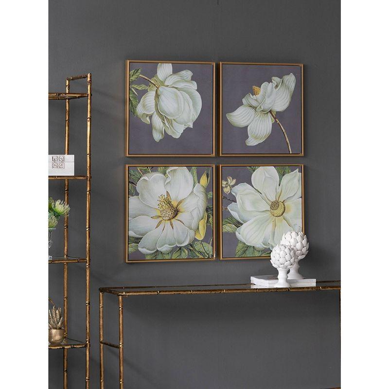 Blooming Florals Framed Wall Art -20"W X 1.5"L X 20"H - Gold