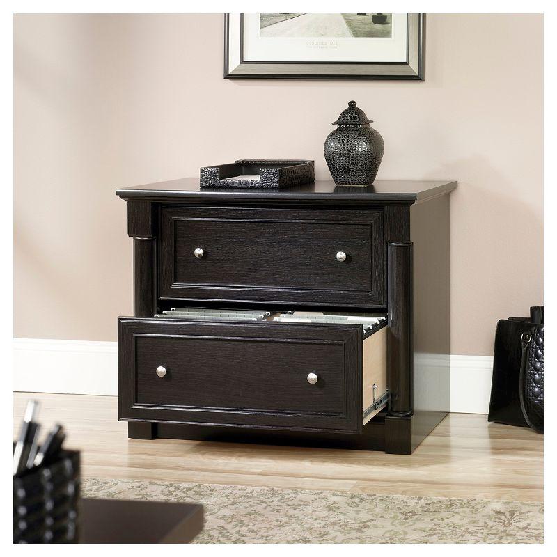 Sauder Palladia Lateral File Cabinet Wind Oak: Mid-Century Modern, 2-Drawer, Particle Board, 29.606"H