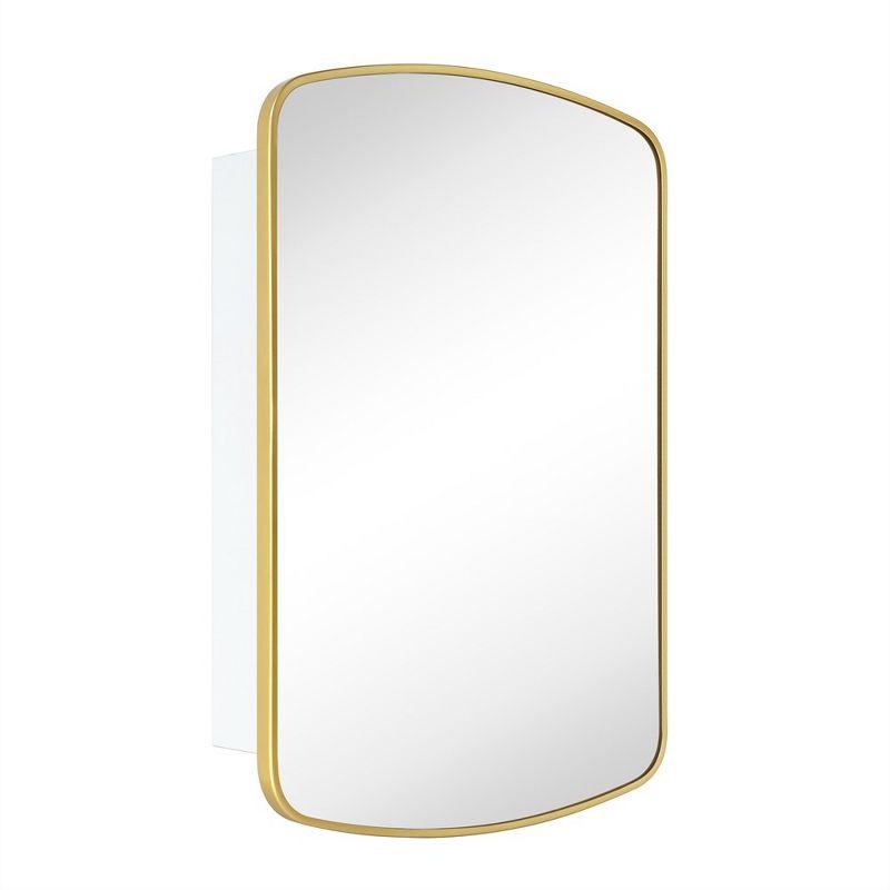 TEHOME 18 in. W x 27 in. H Arched Recessed and Surface Mount Metal Framed Bathroom Medicine Cabinet with Mirror in Brushed Gold