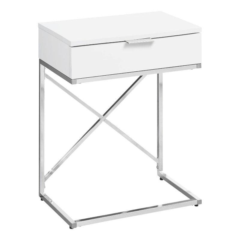 Monarch Specialties ACCENT TABLE - 24H / GLOSSY WHITE / CHROME METAL