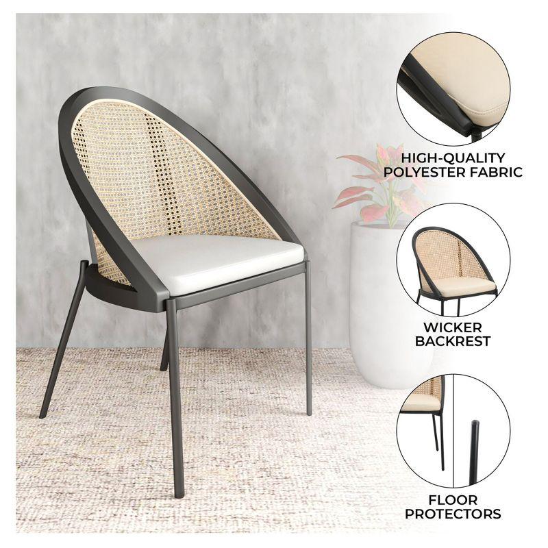 Bayou Breeze Upholstered Dining Chairs With Wicker Back And Stainless Steel Legs, Set Of 4 Caydyn (Set of 4)