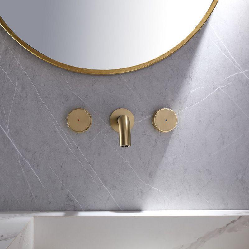 BWE Two-Handle Wall Mounted Bathroom Faucet in Brushed Gold