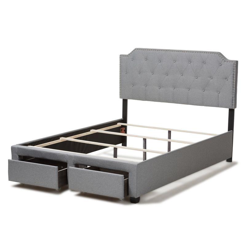 Queen Aubrianne Modern and Contemporary Fabric Upholstered Storage Bed Gray - Baxton Studio: Wood Composite Frame, Polyester Fill