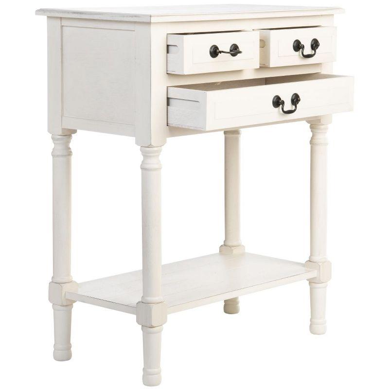 Primrose 3 Drawer Console Table - Distrssed White - Safavieh