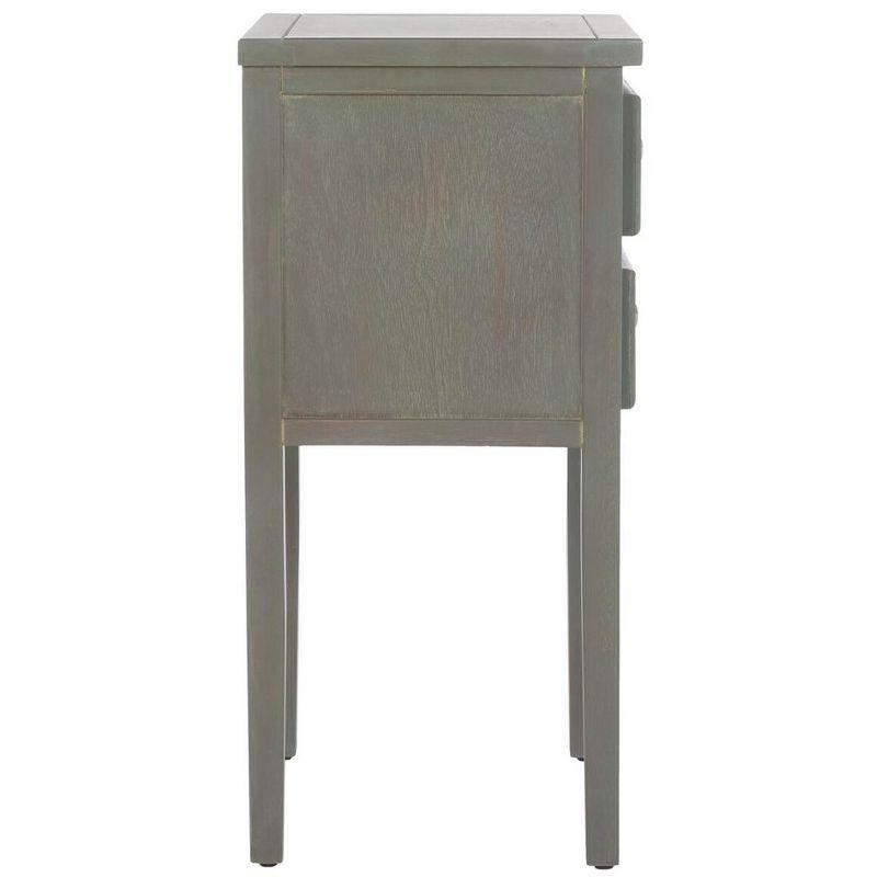 Transitional Ash Grey Elm Wood Nightstand with Metal Pulls