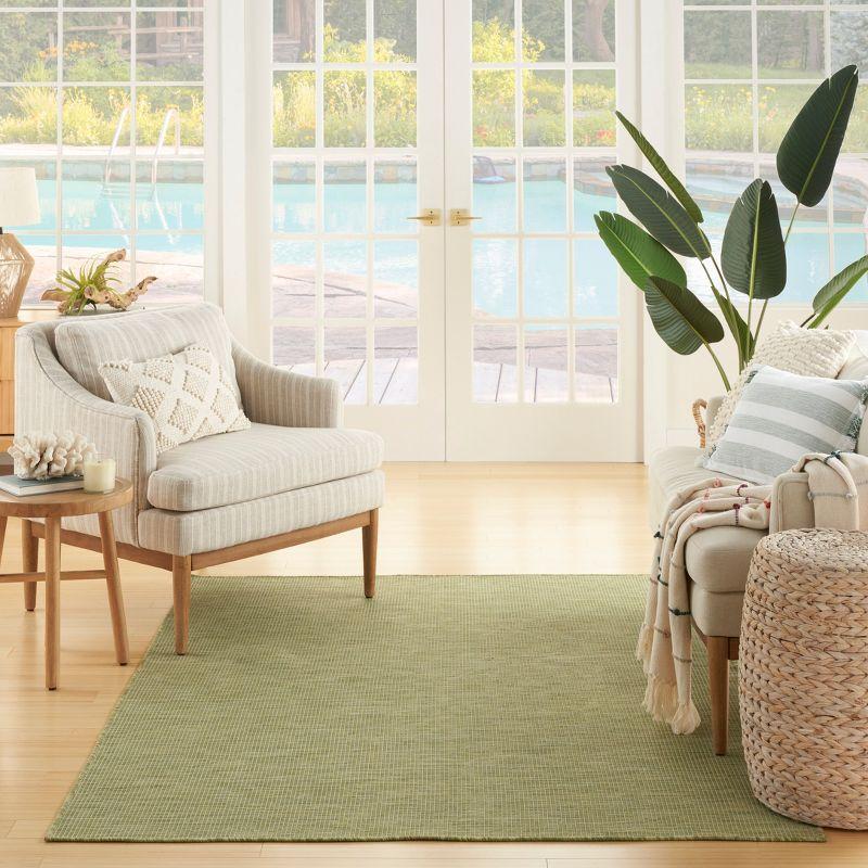 Nourison Positano Solid Flatweave Low Pile Indoor Outdoor Area Rug Green 7' x 10'