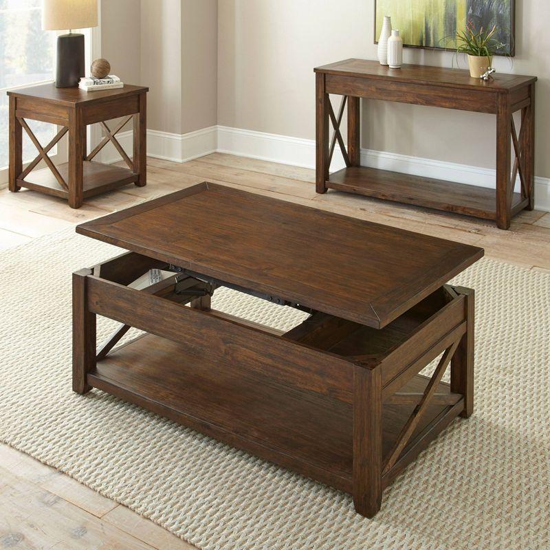 Lenka 48" Mocha Oak Wood Console Table with Storage Shelf