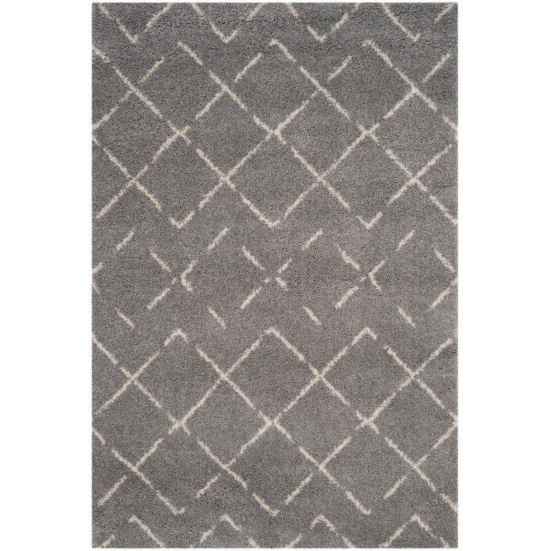 Arizona Shag ASG743 Power Loomed Indoor Area Rug - Grey/Ivory - 4'x6' - Safavieh