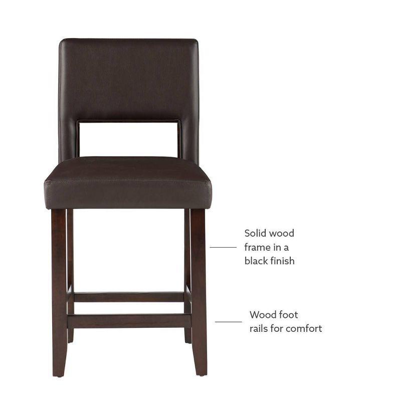 24" Vega Padded Counter Height Barstool with Ergonomic Footrest & Espresso Finish - Linon