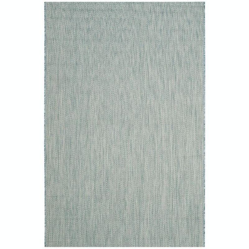 Courtyard CY8022 Power Loomed Indoor and Outdoor Area Rug - Aqua/Grey - 4'x5'7" - Safavieh