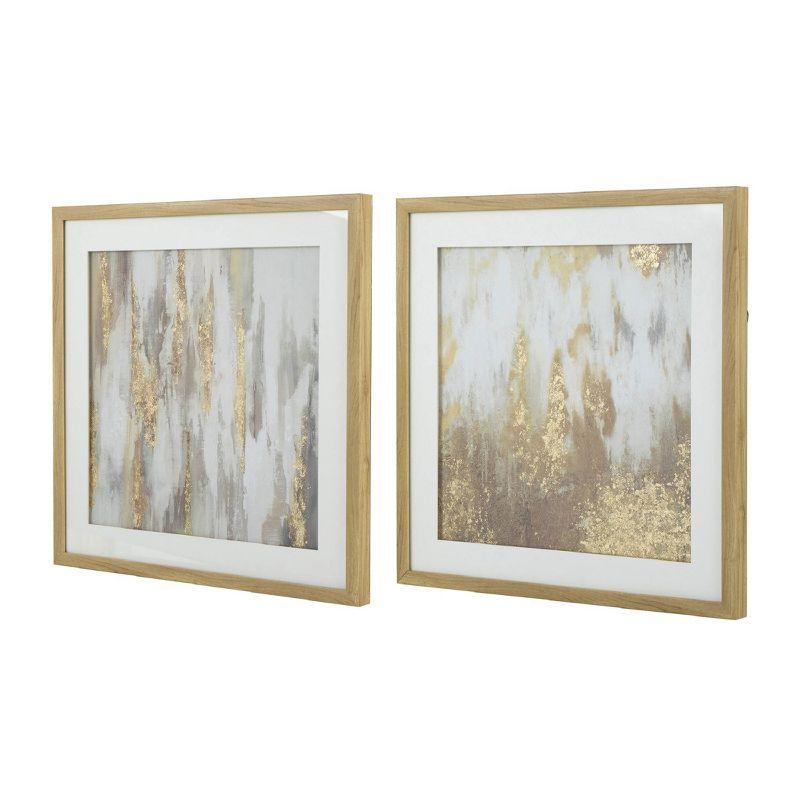 Set of 2 Framed Under Glass Arts Gold/White/Natural - A&B Home