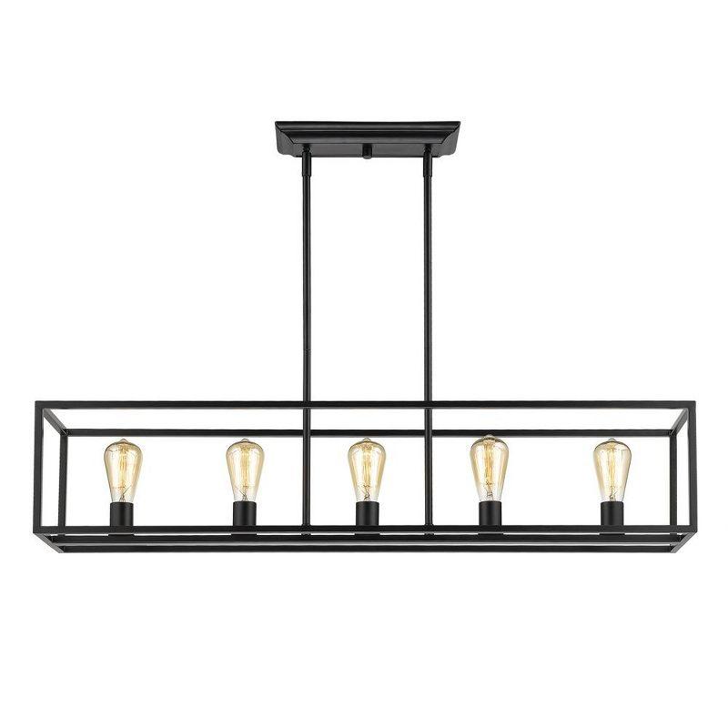 Golden Lighting Wesson 5-Light Linear Pendant in Matte Black