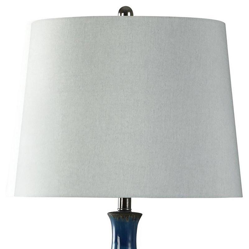 Two-Tone Matte Black and Navy Glaze Base Table Lamp - StyleCraft: Linen Shade, Adjustable, UL Listed