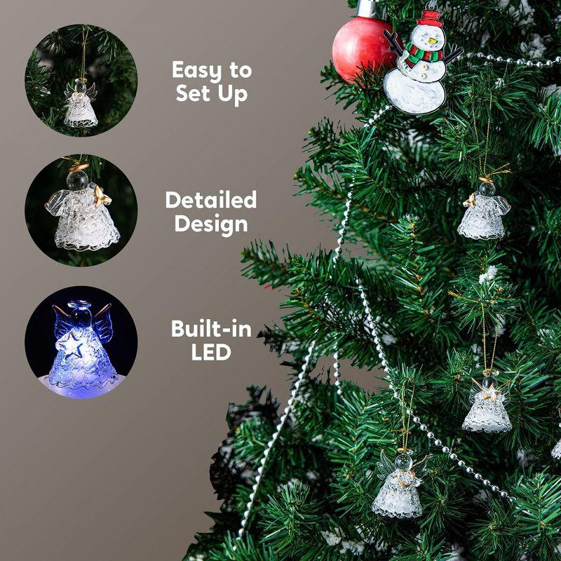 JOYFY 12pcs LED Spun Glass Angel Christmas Ornaments