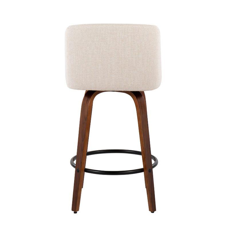 Toriano Mid-Century Swivel Counter Stools in Black & Cream Noise