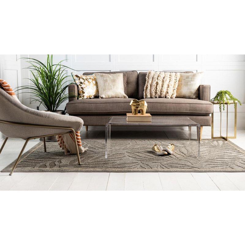 Unique Loom 7' 1 x 10' 0 Gray Outdoor Botanical Augusta Area Rug