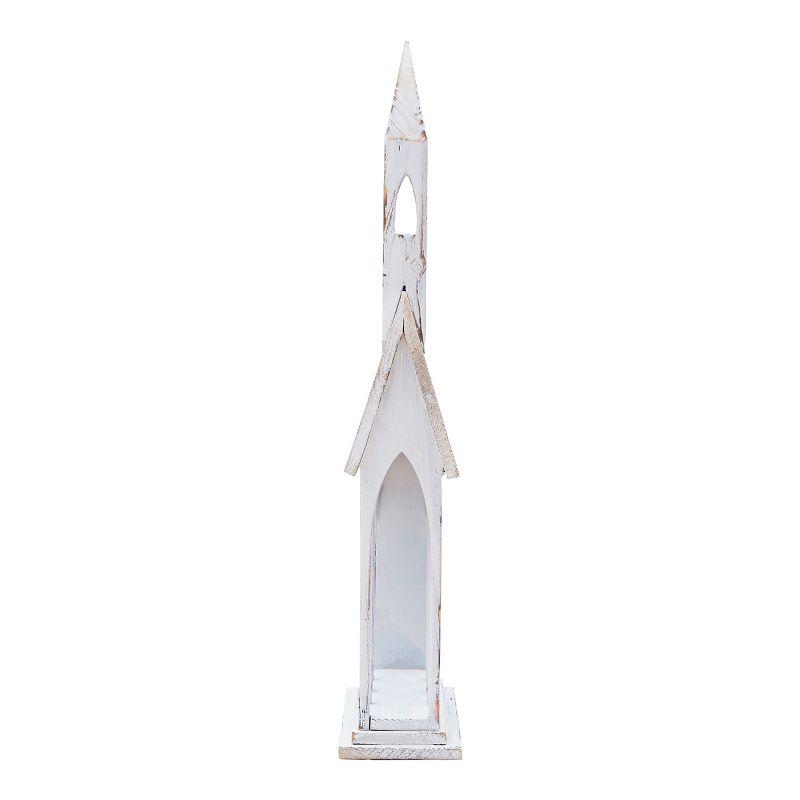 Gallerie II 24" Rustic White Church Chapel w/ White Roof Easter & Christmas Card Mail Holder