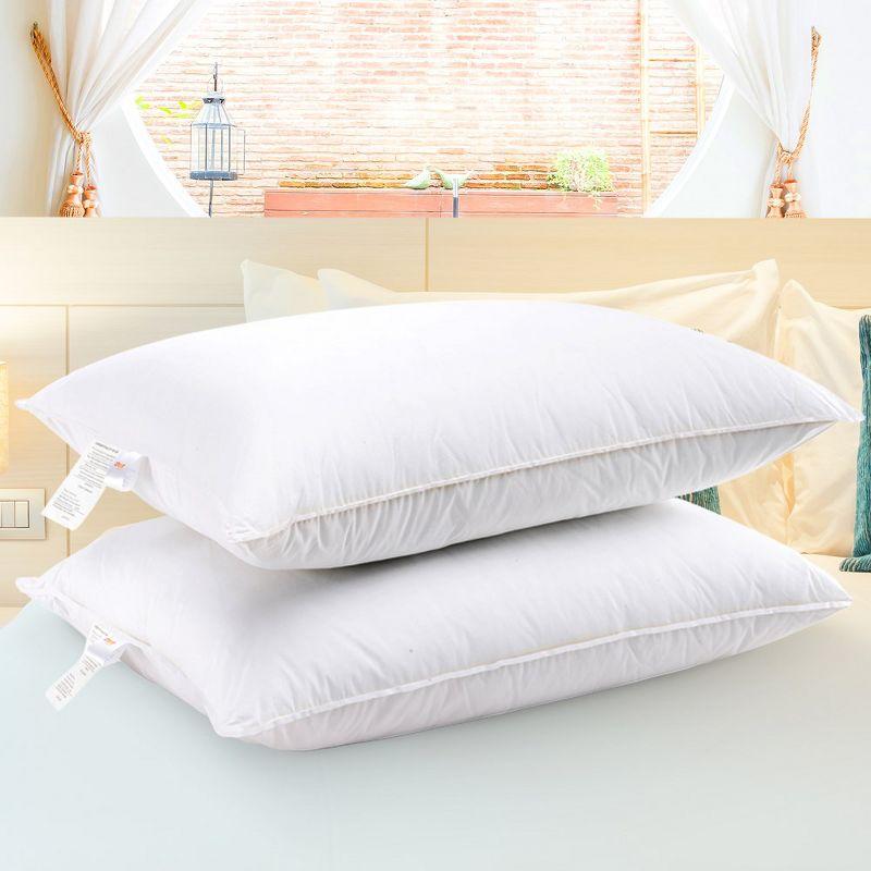 White Hypoallergenic Hollow Fiber Standard Size Pillows - Set of 2