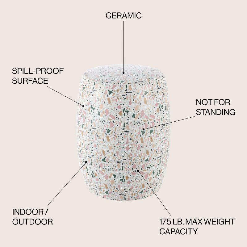 Chiara White Terrazzo Ceramic Garden Stool