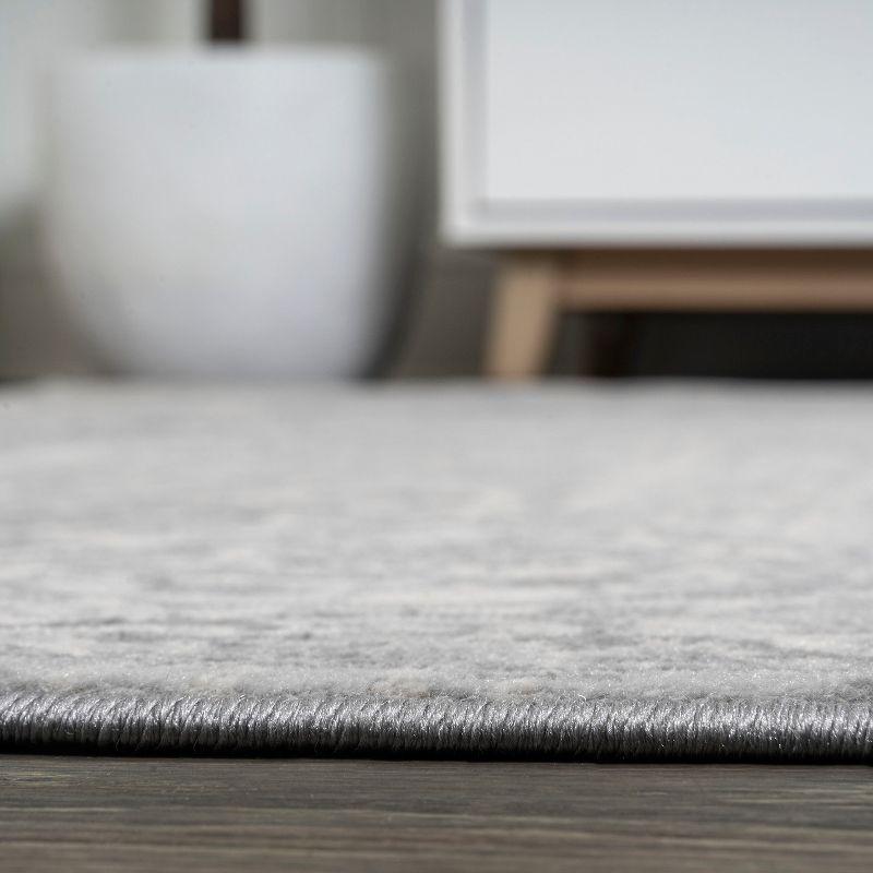 Luxurious Light Gray 8' Square Synthetic Easy-Care Rug