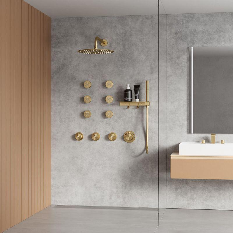 Thermostatic Shower System 12" Rain Shower Head withHandheld Spray,Shower Faucet Set with Valve Trim Kit