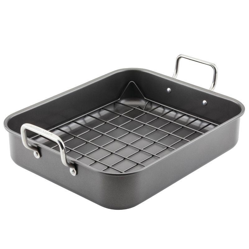 16.5" x 13.5" Nonstick Steel Roaster with Reversible Rack