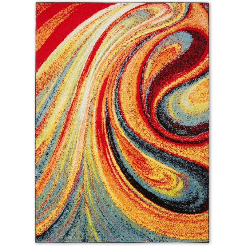 Home Dynamix Splash Adja Contemporary Abstract Swirl Area Rug, Red/Blue, 7'10"x10'2"