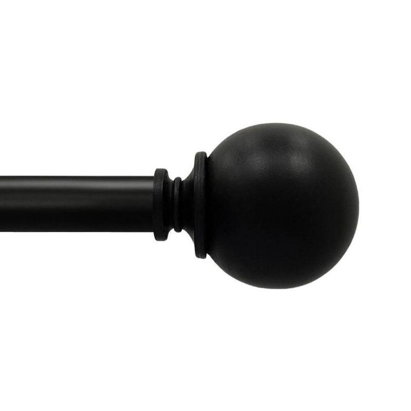 Matte Black 66"-120" Drapery Rod with Sphere Finials