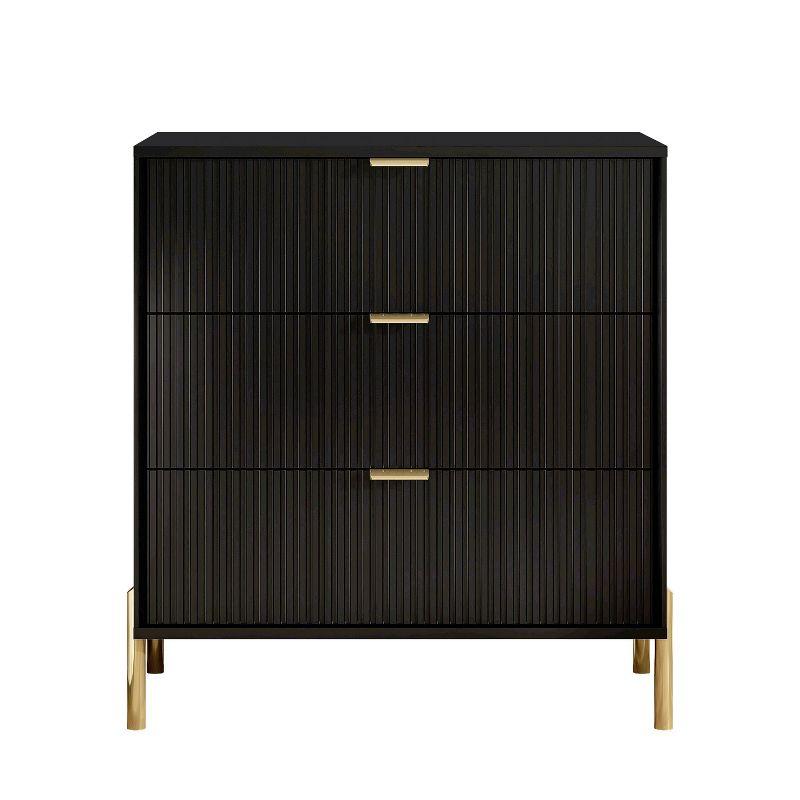Festivo 2pc Modern Elegance 3 Drawer Nightstands Side Table Set Black