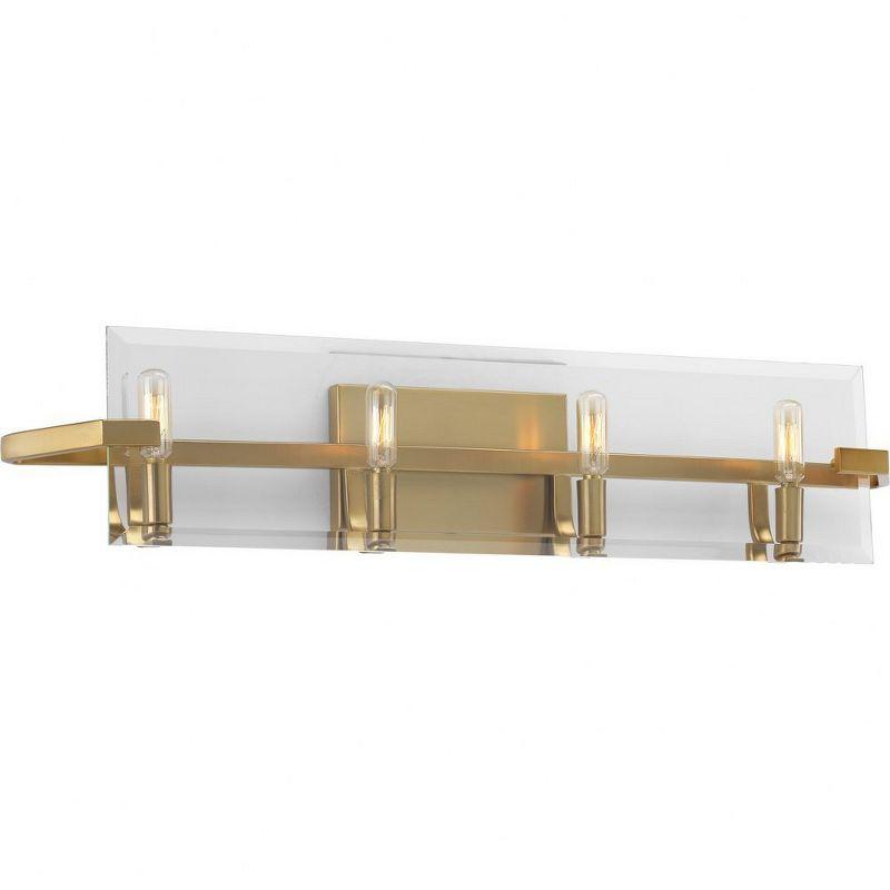 Progress Lighting Cahill 4-Light Bath Vanity, Brushed Bronze, Clear Beveled Glass Panels