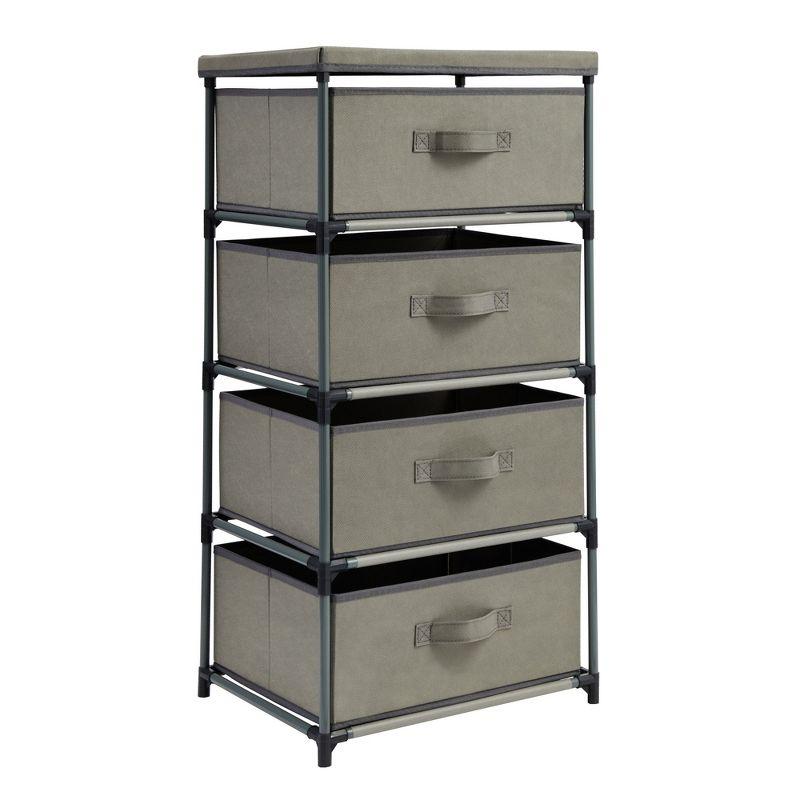 Juvale 4-Tier Tall Closet Dresser with Drawers - Clothes Organizer and Small Fabric Storage for Bedroom (Gray)